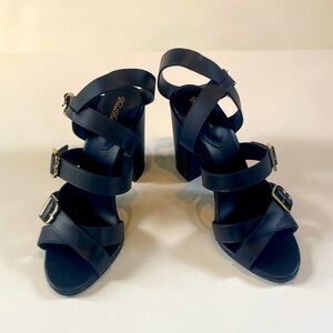 Navy Brooks Brothers Heeled Sandals